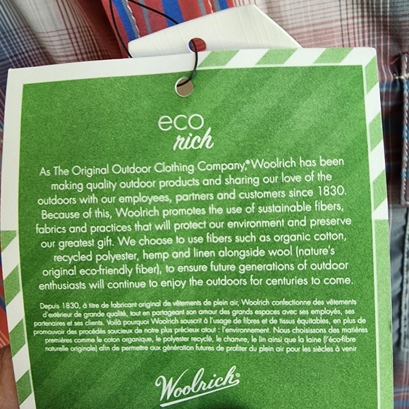 Woolrich Mens ECORICH Plaid SS Cotton Blend L - Picture 5 of 7